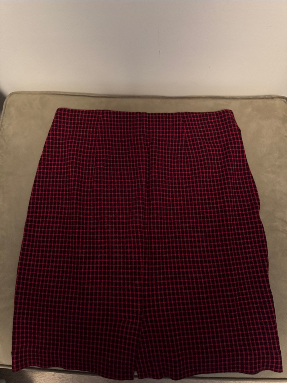 J. Jill Red and Black Checked Pencil Skirt